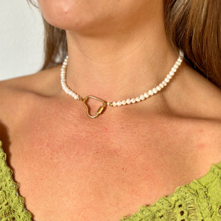 Collar Golden Heart Pearl