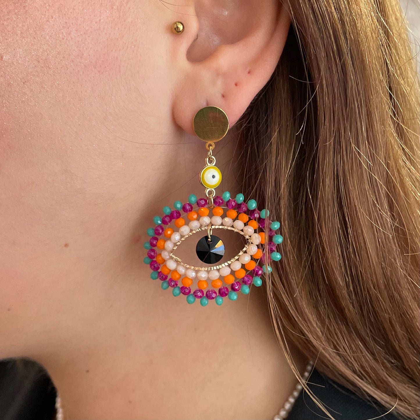 Pendientes de mal de ojo multicolor