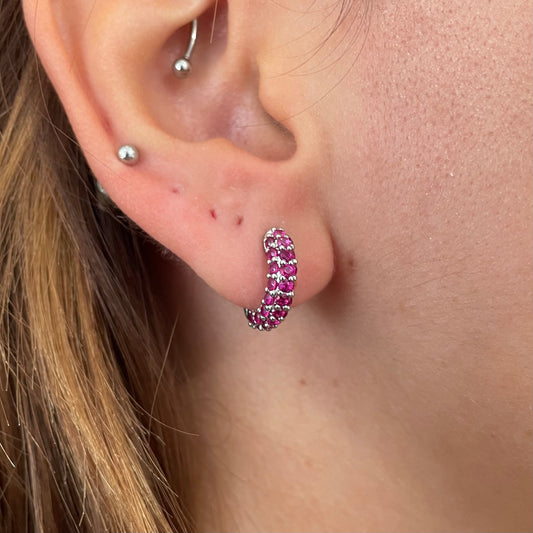 Tiny Pink Hoops plata