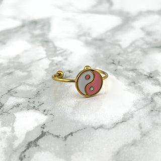 Anillo ajustable Yin Yang Rosa