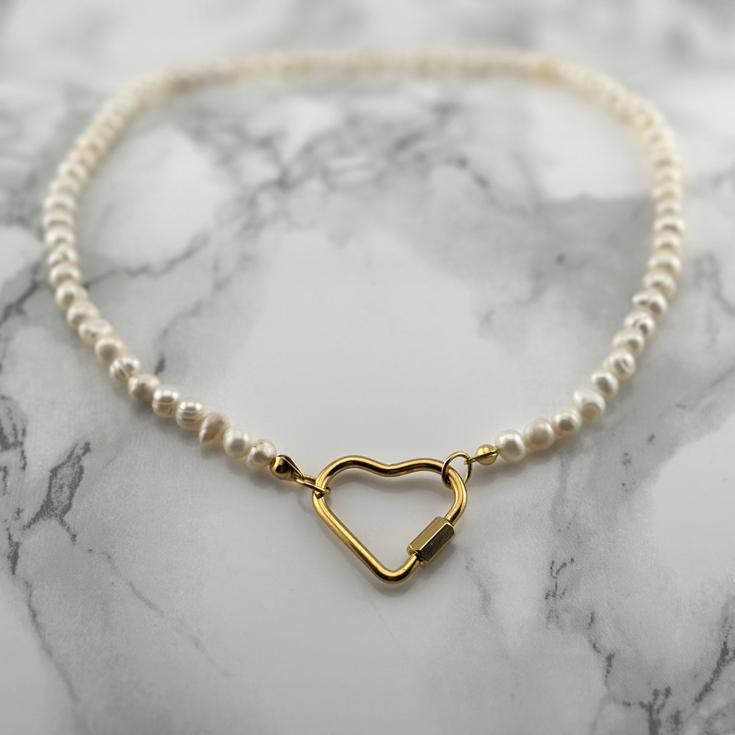 Collar Golden Heart Pearl
