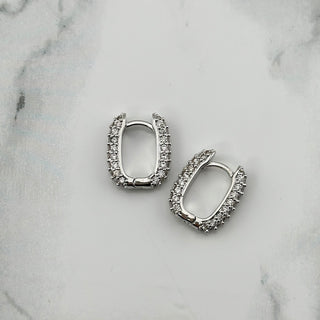 Zircon Sparkle Hoops Plata